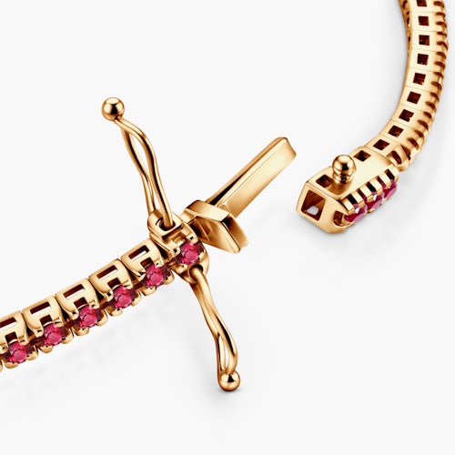 Bransoletka tenisowa Luminy 3,0mm: złota, rubiny